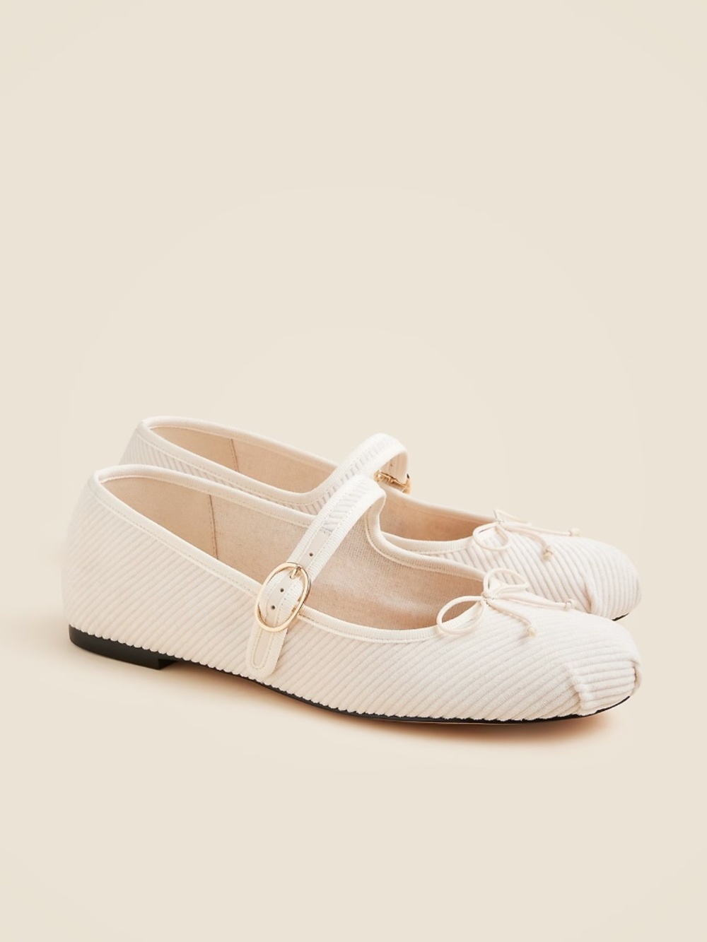 J Crew Logan Mary Jane ballet flats in corduroy Cream White Size 8
